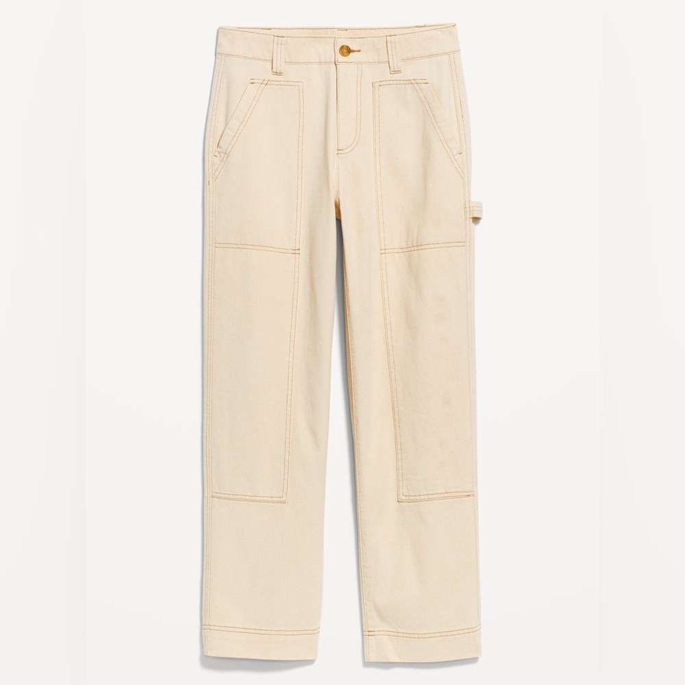 NWT Old Navy Women's Tan Beige Utility high Waisted Pants Trousers 14 - Picture 7 of 10
